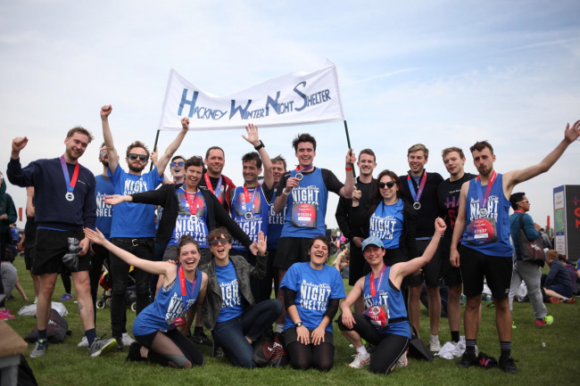 The Five Points Brewing Company team at the 2018 Hacney Half finish line