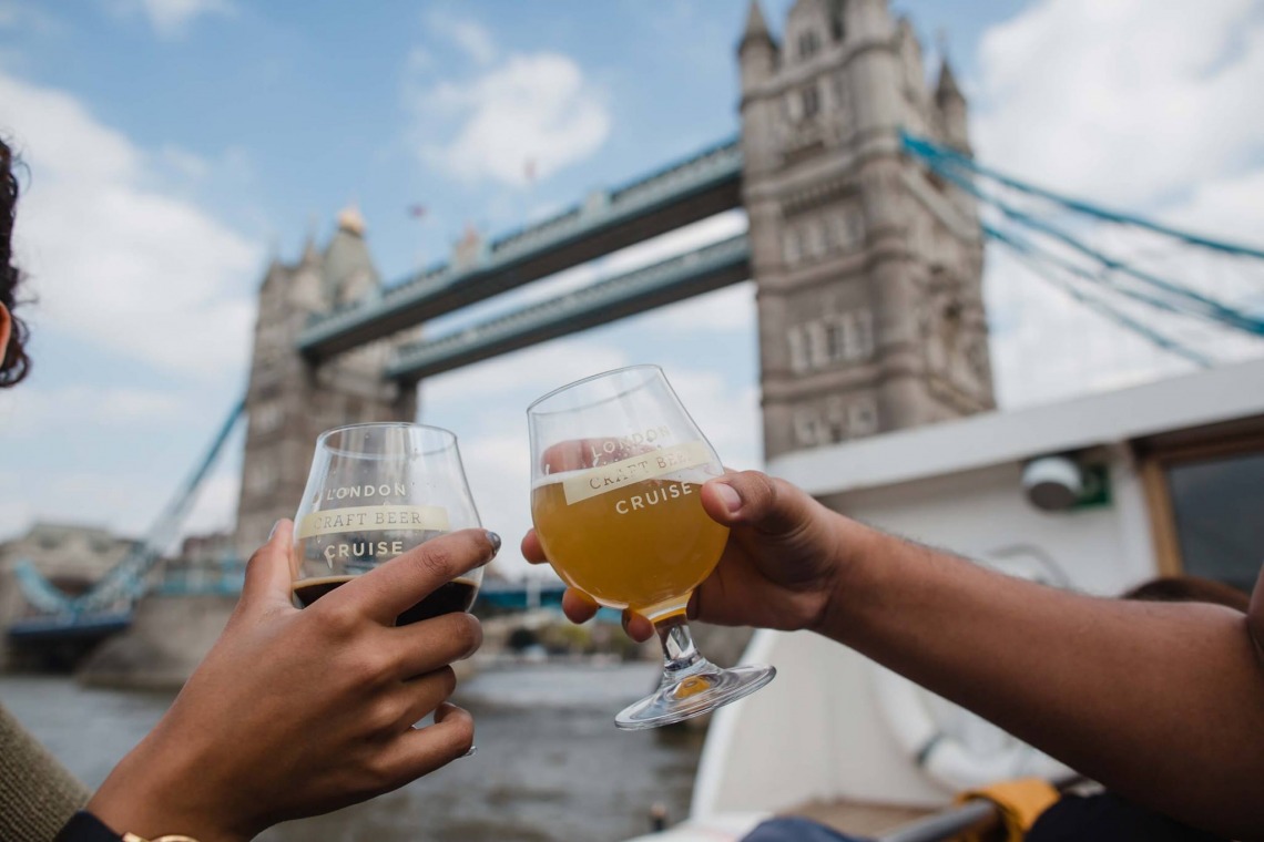 London Craft Beer Cruise going under Tower Bridge