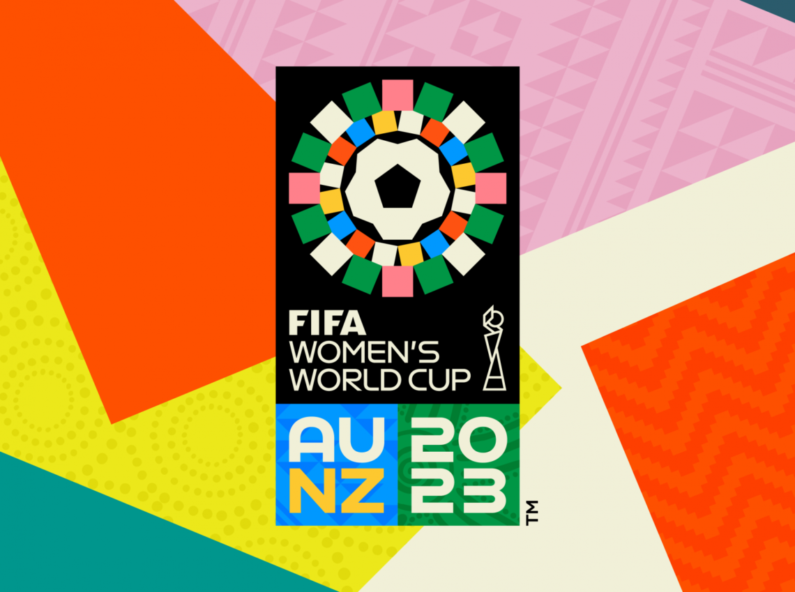 The poster for the FIFA Women's World Cup 2023 against a colourful graphic background